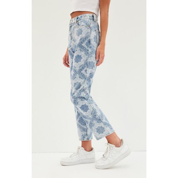 PacSun Bandana Print High Rise Straight Crop Jean Button Fly Size 26 - Picture 12 of 12